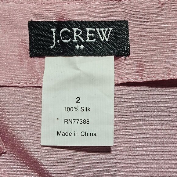 Silk J.Crew Women's Pastel Pink Ruffle Blouse Easter Spring top size 2 - Picture 3 of 12